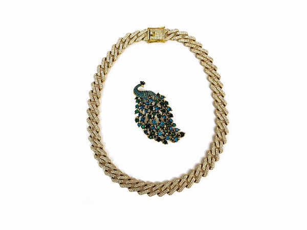 Collier golden tone con strass e spilla animalier  - Asta Vintagemania - Associazione Nazionale - Case d'Asta italiane