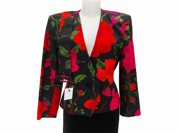 Giacchina in cotone con stampa floreale e decollet en pendant  - Asta Vintagemania - Associazione Nazionale - Case d'Asta italiane