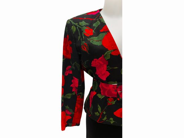 Giacchina in cotone con stampa floreale e decollet en pendant  - Asta Vintagemania - Associazione Nazionale - Case d'Asta italiane