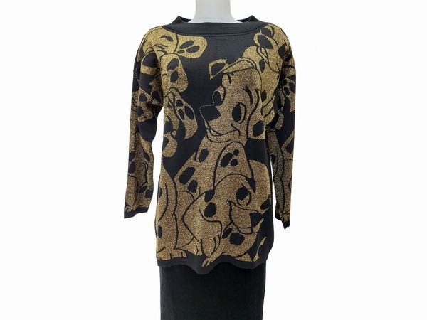 Iceberg - Maxi maglia Disney in lana nera e lam oro  - Asta Vintagemania - Associazione Nazionale - Case d'Asta italiane
