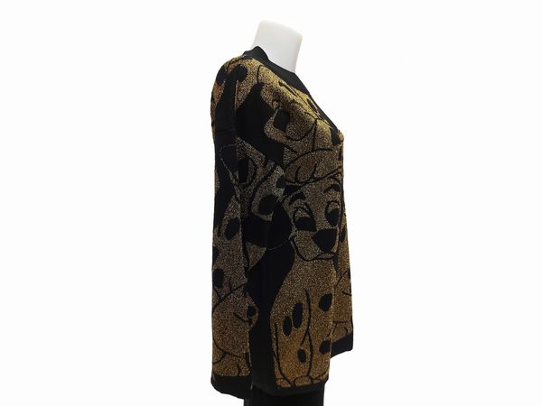 Iceberg - Maxi maglia Disney in lana nera e lam oro  - Asta Vintagemania - Associazione Nazionale - Case d'Asta italiane