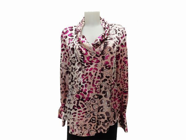 Salvatore Ferragamo - Camicia in raso di seta animalier  - Asta Vintagemania - Associazione Nazionale - Case d'Asta italiane