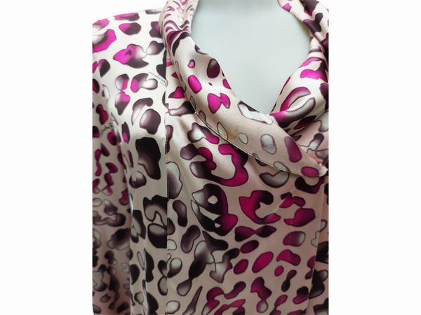 Salvatore Ferragamo - Camicia in raso di seta animalier  - Asta Vintagemania - Associazione Nazionale - Case d'Asta italiane