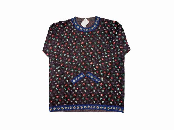 Missoni - Maglia in lam� fantasia su fondo blu  - Asta Vintagemania - Associazione Nazionale - Case d'Asta italiane