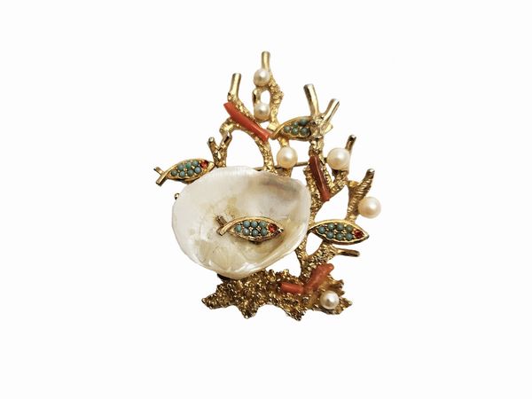 ART - Spilla a tema marino  - Asta Vintagemania - Associazione Nazionale - Case d'Asta italiane