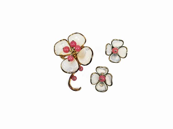 Trifari - Demi parure floreale Spilla e Orecchini a clip  - Asta Vintagemania - Associazione Nazionale - Case d'Asta italiane