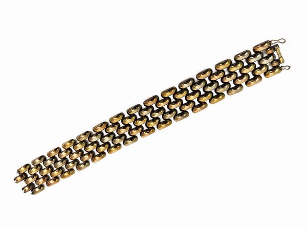 Bracciale a maglia carrarmato in metallo dorato  - Asta Vintagemania - Associazione Nazionale - Case d'Asta italiane