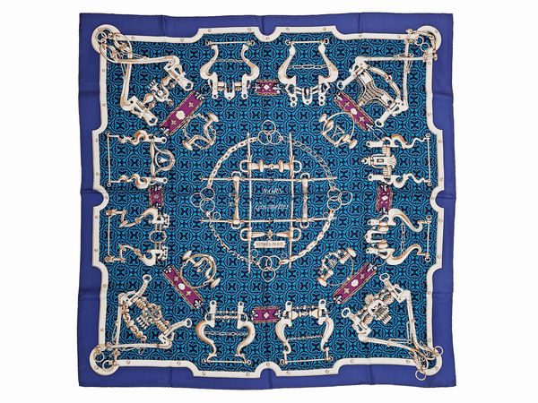 Herms - Foulard in seta Mors et Gourmettes by Henri d'Origny  - Asta Vintagemania - Associazione Nazionale - Case d'Asta italiane