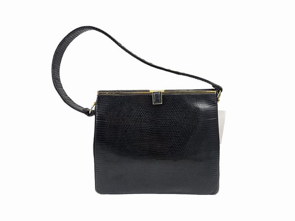 Borsa vintage in lucertola nera  - Asta Vintagemania - Associazione Nazionale - Case d'Asta italiane
