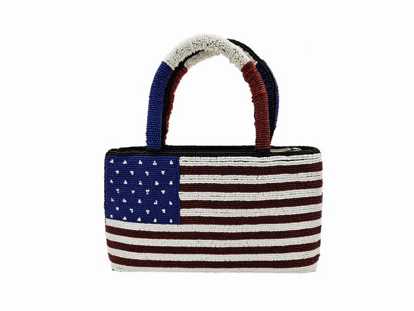 Borsa a mano in perline nei colori della bandiera americana  - Asta Vintagemania - Associazione Nazionale - Case d'Asta italiane