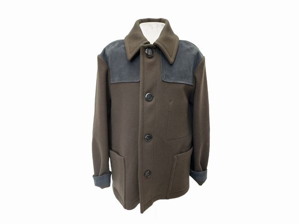 Salvatore Ferragamo - Caban in lana e suede grigio/verde  - Asta Vintagemania - Associazione Nazionale - Case d'Asta italiane