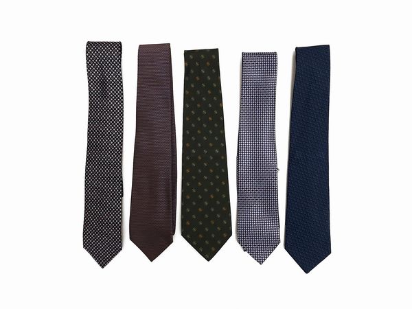 Salvatore Ferragamo - Cinque cravatte in seta  - Asta Vintagemania - Associazione Nazionale - Case d'Asta italiane