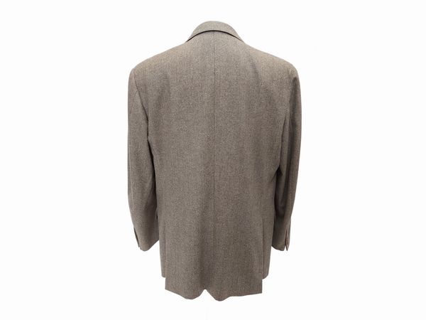 Salvatore Ferragamo - Giacca da uomo in lana beige spigato  - Asta Vintagemania - Associazione Nazionale - Case d'Asta italiane