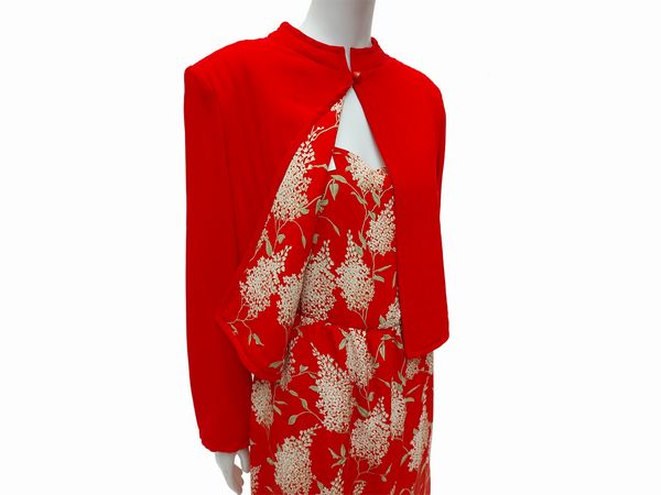 Abito lungo con giacchina in seta rossa, Rossana Massetti, Firenze  - Asta Vintagemania - Associazione Nazionale - Case d'Asta italiane