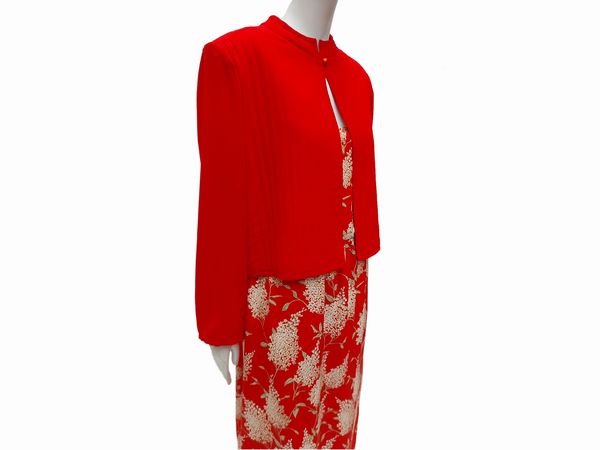 Abito lungo con giacchina in seta rossa, Rossana Massetti, Firenze  - Asta Vintagemania - Associazione Nazionale - Case d'Asta italiane