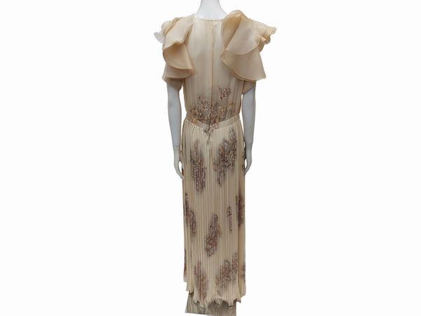Abito sartoriale lungo in voile di seta pliss  - Asta Vintagemania - Associazione Nazionale - Case d'Asta italiane