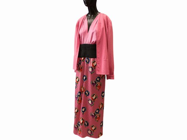 Night Valentino - Completo in seta rosa  - Asta Vintagemania - Associazione Nazionale - Case d'Asta italiane