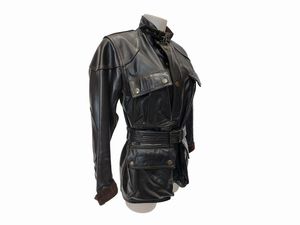 Belstaff - Giaccone in pelle nera  - Asta Vintagemania - Associazione Nazionale - Case d'Asta italiane