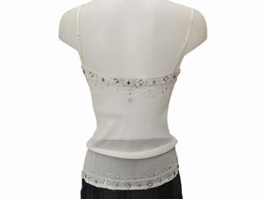 Luisa Spagnoli - Pantaloni in cotone con top in chiffon panna  - Asta Vintagemania - Associazione Nazionale - Case d'Asta italiane