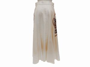 Herms - Gomma midi Brides de Gala in lino color panna  - Asta Vintagemania - Associazione Nazionale - Case d'Asta italiane