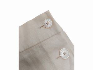 Herms - Gomma midi Brides de Gala in lino color panna  - Asta Vintagemania - Associazione Nazionale - Case d'Asta italiane