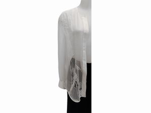 Salvatore Ferragamo - Camicia traforata in voile di seta cipria  - Asta Vintagemania - Associazione Nazionale - Case d'Asta italiane