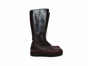 Stivali in pelle marrone e bordeaux, Vibram  - Asta Vintagemania - Associazione Nazionale - Case d'Asta italiane