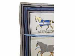 Herms - Foulard in seta Couvertures et tenues de Jour pour l'cuirie, l'attente et la prsentation  - Asta Vintagemania - Associazione Nazionale - Case d'Asta italiane