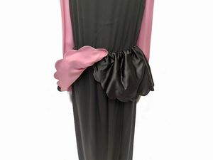 Abito sartoriale da sera lungo in seta nero e rosa  - Asta Vintagemania - Associazione Nazionale - Case d'Asta italiane