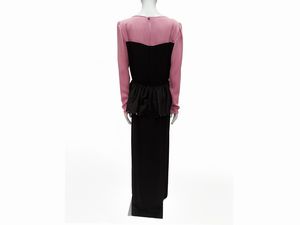 Abito sartoriale da sera lungo in seta nero e rosa  - Asta Vintagemania - Associazione Nazionale - Case d'Asta italiane