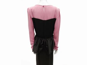 Abito sartoriale da sera lungo in seta nero e rosa  - Asta Vintagemania - Associazione Nazionale - Case d'Asta italiane