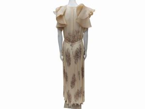 Abito sartoriale lungo in voile di seta pliss  - Asta Vintagemania - Associazione Nazionale - Case d'Asta italiane