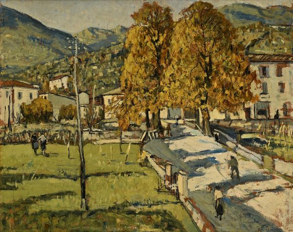 Domenico De Bernardi : Veduta di paese in collina  - Asta Dipinti del XIX e XX secolo - Associazione Nazionale - Case d'Asta italiane