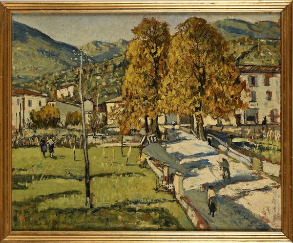 Domenico De Bernardi : Veduta di paese in collina  - Asta Dipinti del XIX e XX secolo - Associazione Nazionale - Case d'Asta italiane