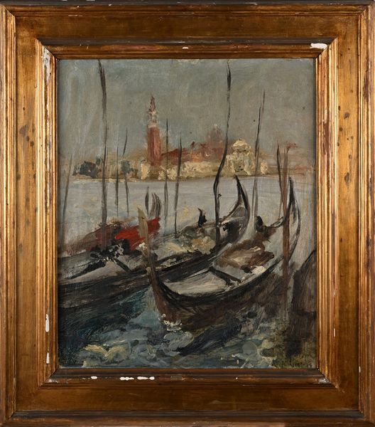 GUIDO TALLONE : Gondole a Venezia  - Asta Dipinti del XIX e XX secolo - Associazione Nazionale - Case d'Asta italiane