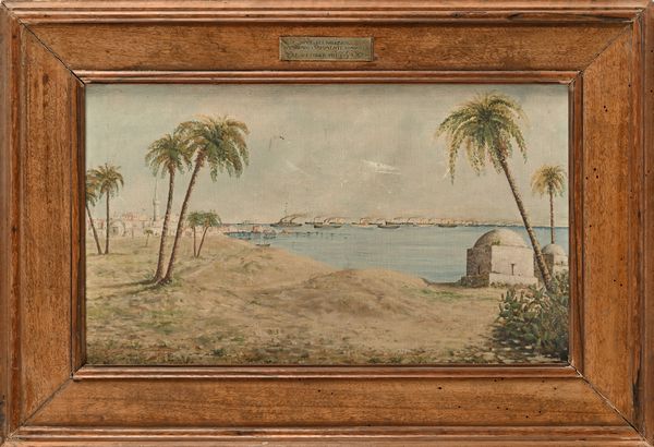 G. Longobardi (Scuola italiana inizi del XX secolo) : Tripoli, 'Dalle tombe dei Karamanli ammirando l'imponente convoglio / 12 ottobre 1911'  - Asta Dipinti del XIX e XX secolo - Associazione Nazionale - Case d'Asta italiane