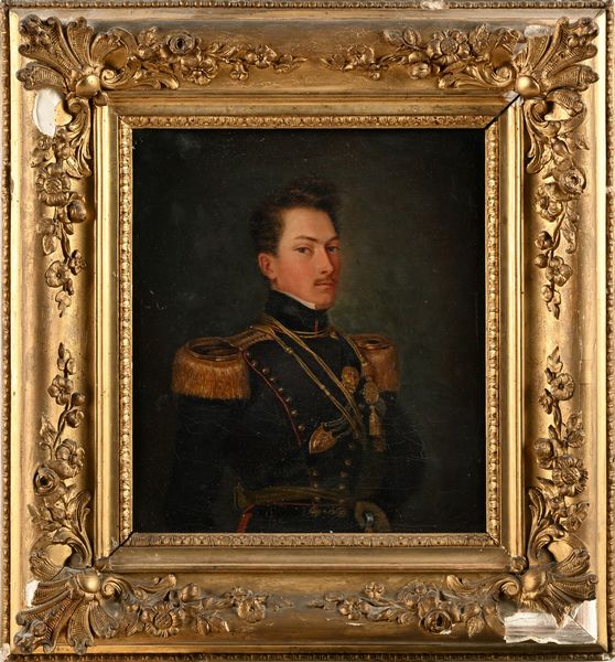 Scuola francese del XIX secolo : 'Ritratto di Ferdinand de Regard de Clermont de Vars, capitano del reggimento cavalleria d'Aosta, nato nel 1808 e ferito a morte nella battaglia di Novara il 23 marzo 1849, morto il 25 aprile 1849'  - Asta Dipinti del XIX e XX secolo - Associazione Nazionale - Case d'Asta italiane