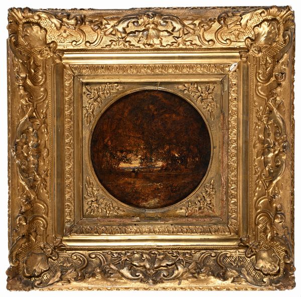 Costant Troyon : La terrazza nel parco  - Asta Dipinti del XIX e XX secolo - Associazione Nazionale - Case d'Asta italiane