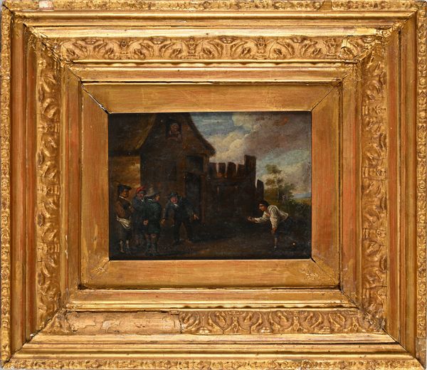 Scuola Europea del XIX secolo : Giocatori di bocce  - Asta Dipinti del XIX e XX secolo - Associazione Nazionale - Case d'Asta italiane