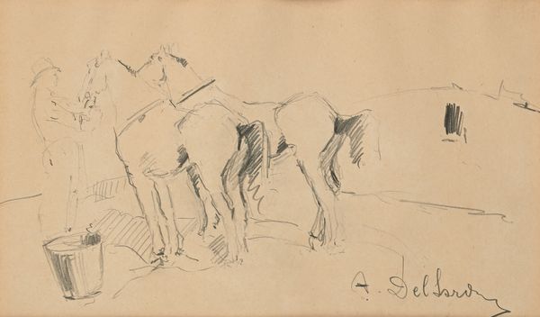 Alfredo Del Sordo : Contadino e due cavalli in campagna  - Asta Dipinti del XIX e XX secolo - Associazione Nazionale - Case d'Asta italiane