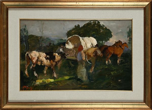 Alfredo Del Sordo : Carovana di contadini  - Asta Dipinti del XIX e XX secolo - Associazione Nazionale - Case d'Asta italiane