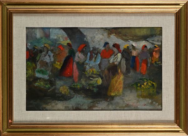 Alfredo Del Sordo : Mercato di ortaggi  - Asta Dipinti del XIX e XX secolo - Associazione Nazionale - Case d'Asta italiane