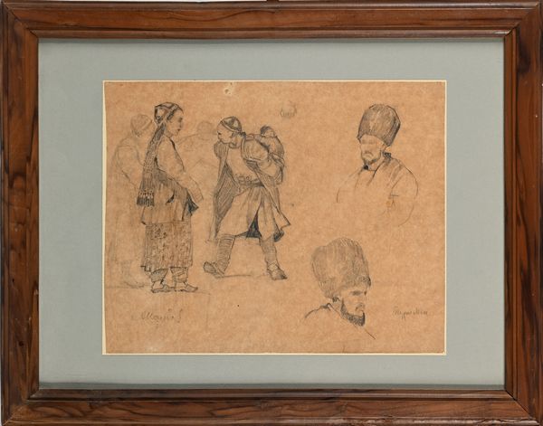 Alessio Issupoff : Studi di abitanti di Samarcanda  - Asta Dipinti del XIX e XX secolo - Associazione Nazionale - Case d'Asta italiane