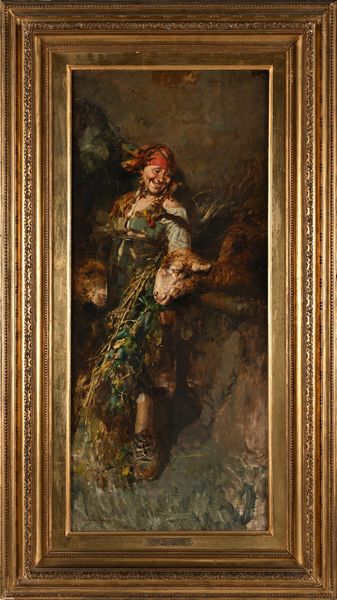 Tito Pellicciotti : Contadina con due pecore  - Asta Dipinti del XIX e XX secolo - Associazione Nazionale - Case d'Asta italiane