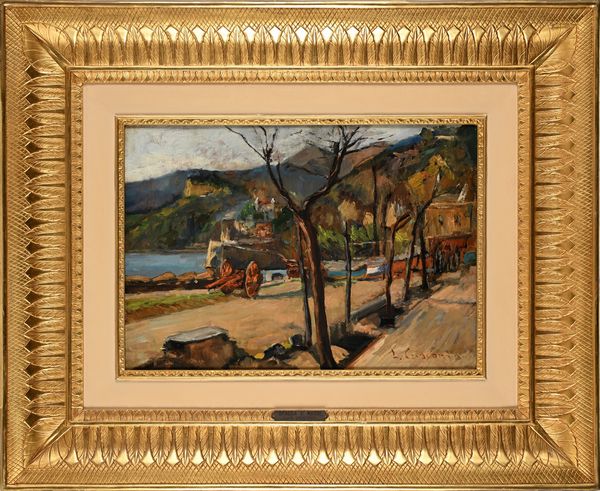 LUIGI CRISCONIO : Lungomare di Maiori  - Asta Dipinti del XIX e XX secolo - Associazione Nazionale - Case d'Asta italiane