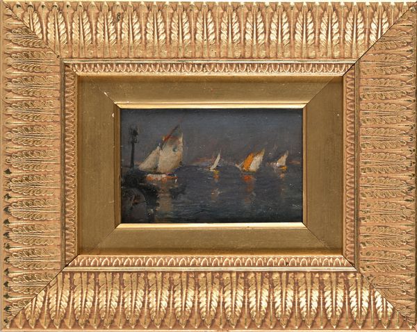 Gennaro Villani : Vele sotto costa  - Asta Dipinti del XIX e XX secolo - Associazione Nazionale - Case d'Asta italiane