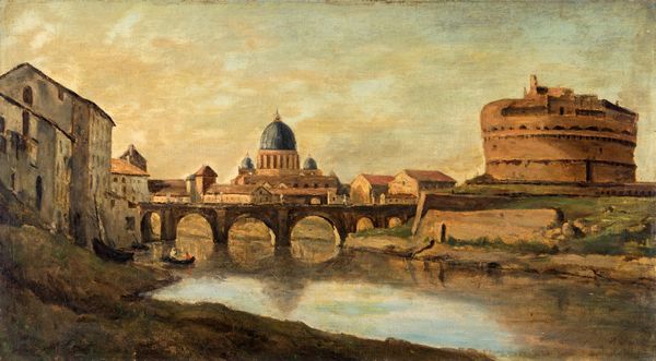 Scuola europea prima metà del XIX secolo : Veduta di Roma con Castel SantAngelo e San Pietro  - Asta Dipinti del XIX e XX secolo - Associazione Nazionale - Case d'Asta italiane