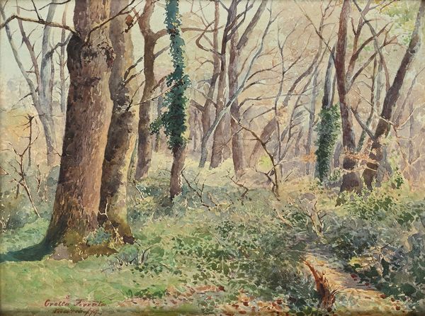 Scuola irlandese seconda metà del XIX secolo : Bosco a Grottaferrata  - Asta Dipinti del XIX e XX secolo - Associazione Nazionale - Case d'Asta italiane