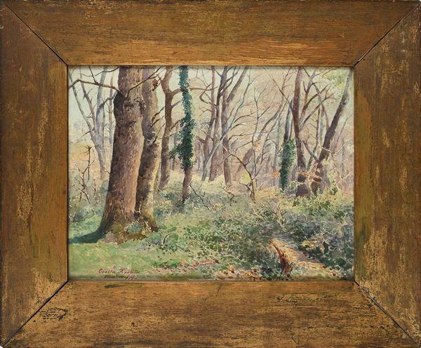 Scuola irlandese seconda metà del XIX secolo : Bosco a Grottaferrata  - Asta Dipinti del XIX e XX secolo - Associazione Nazionale - Case d'Asta italiane