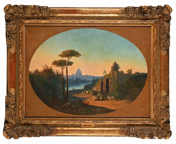 Scuola Europea del XIX secolo : Veduta di Roma  - Asta Dipinti del XIX e XX secolo - Associazione Nazionale - Case d'Asta italiane